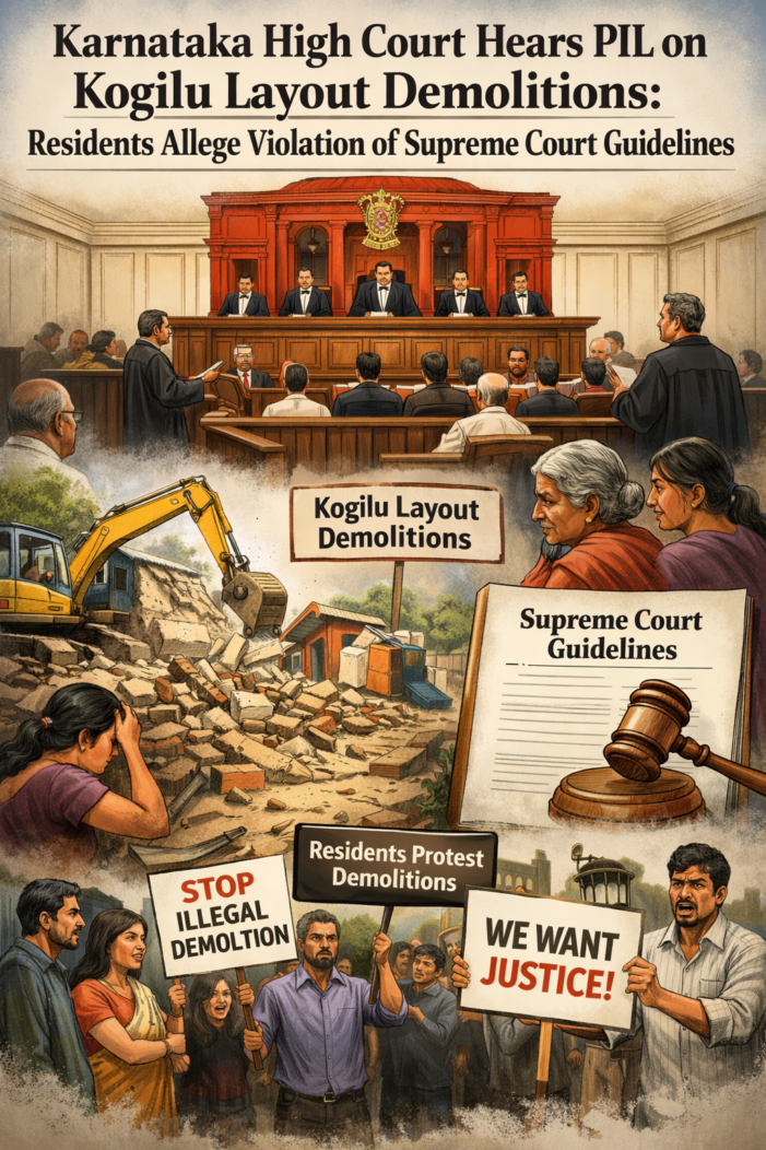 Karnataka High Court Hears PIL on Kogilu Layout Demolitions: Residents Allege Violation of Supreme Court Guidelines